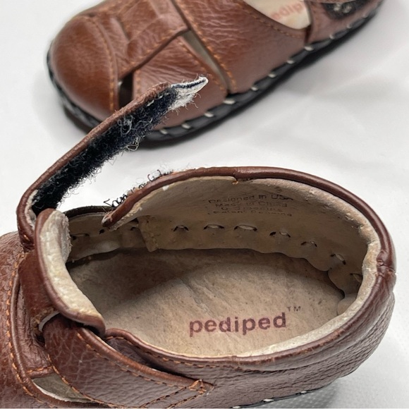 PediPed Baby Shoes Originals Harvey Leather Fisherman Sandal Brown - Picture 11 of 14